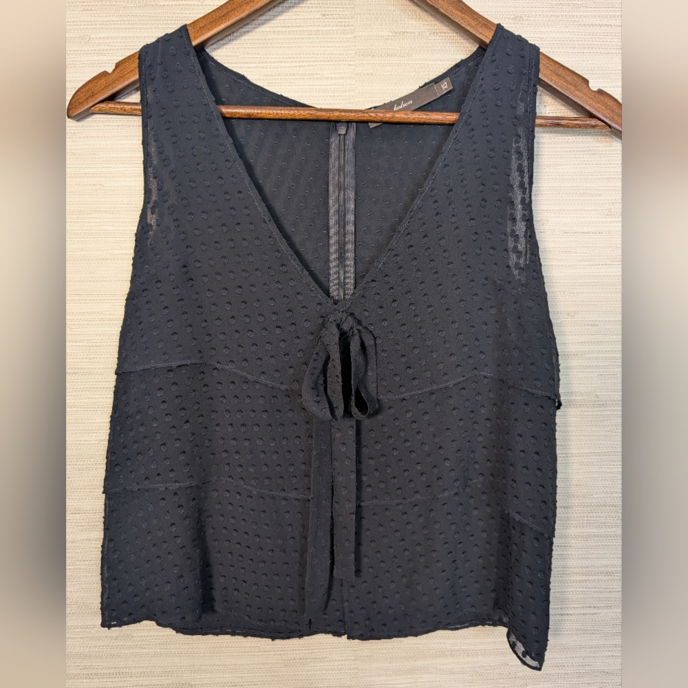 Kulson Sleeveless Georgette Tiered Top Navy Blue